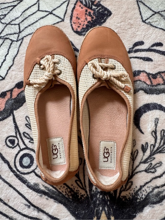 UGG Shoes - UGG Women's Tan and Cream Rope-Detail Slip-On Flats
